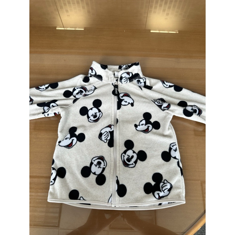H&M Disney Mickey Mouse cream fleece zip-up jacket 18 Months